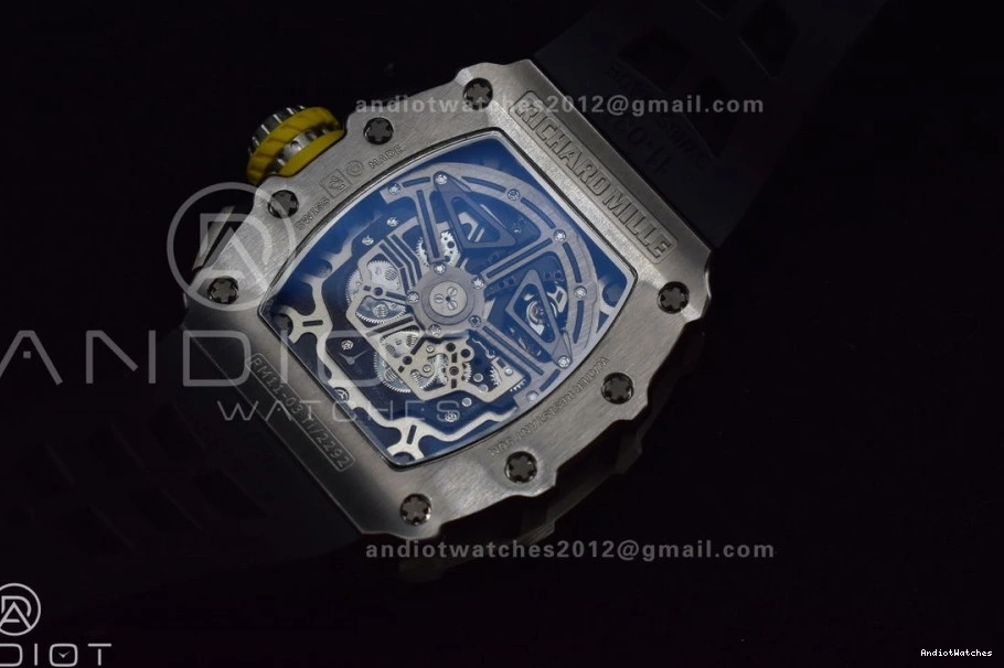 Crystal 1025 1:1 Edition A7750 RM011 Chrono Sophisticated Black on Dial Strap Rubber SS KVF Black V Best 0306